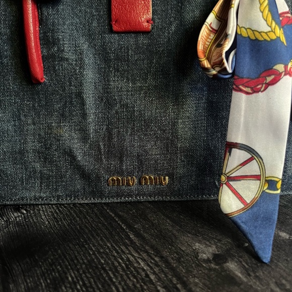❌Sold ❌Miu Miu denim and red leather bag | From Prada Japan - Picture 11 of 17